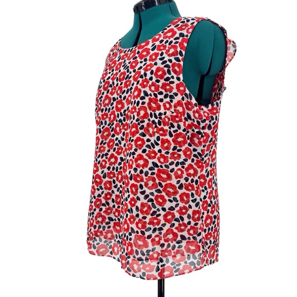 Cabi Flipside Blouse #5356, Abstract Poppy Print Sleeveless Top, Large - Picture 6 of 17
